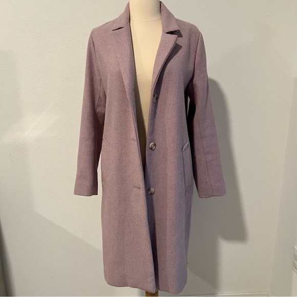 Abercrombie & Fitch The A&F Dad Coat Lilac Wool Blend Oversized - Picture 2 of 11
